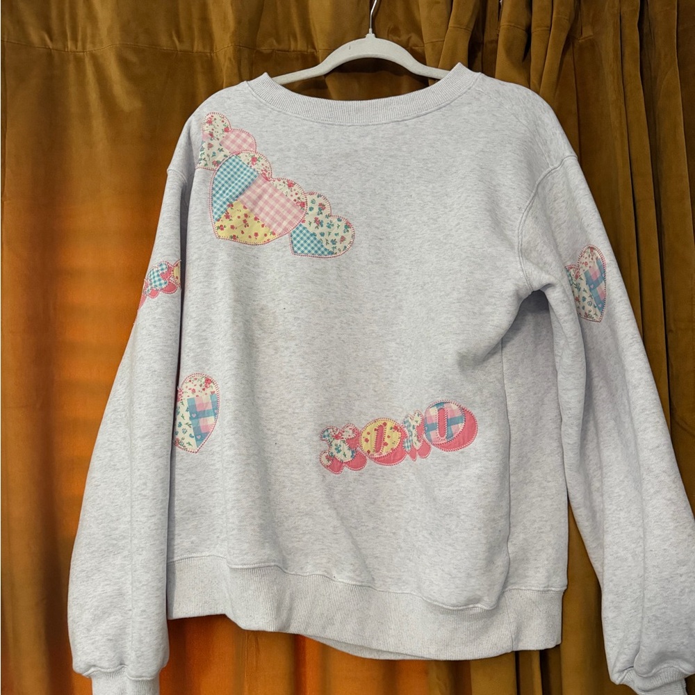 Peach Love California Gray Heart Patch Sweatshirt